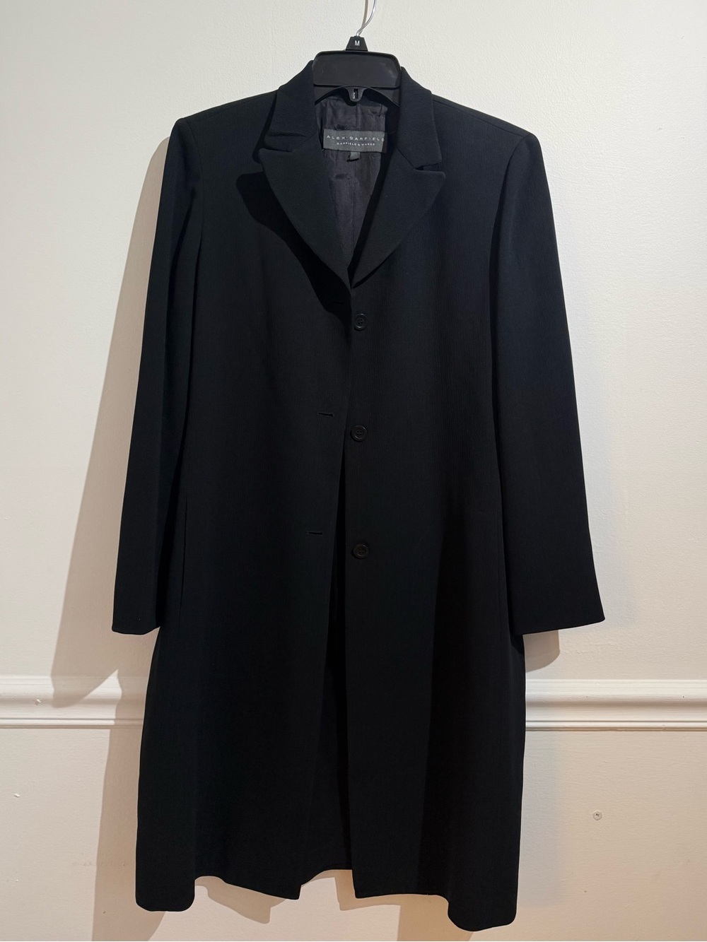 Vintage 90s Black Maxi Blazer Coat Alex Garfield Size 10 Made USA